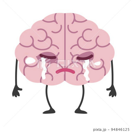 Sad or depressed, upset mind character, brain Sad or depressed, upset mind character, brain 94846125