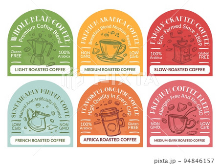 Label design set for wholebean coffee package 94846157