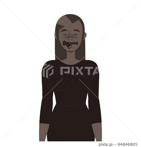 Woman Character with Zipper Mouth as Prohibition of Independent Media Vector Illustration 94846805