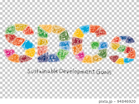 Cute handwritten crayon SDGs icon 94846920