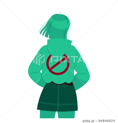 Zombified Standing Young Woman as Manipulation and Hypnosis Back View Vector Illustration Zombified Standing Young Woman as Manipulation and Hypnosis Back View Vector Illustration 94846924