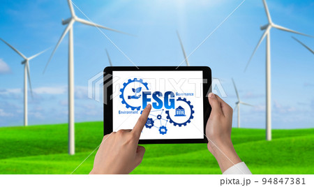 Green business transformation for environment saving and ESG business concept 94847381