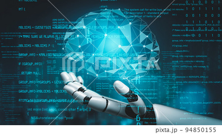 Futuristic robot artificial intelligence revolutionary AI technology concept Futuristic robot artificial intelligence revolutionary AI technology concept 94850155