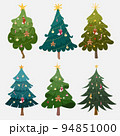 Hand drawn flat christmas trees collection 94851000