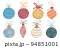 Hand drawn flat christmas ball collection 94851001