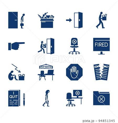 Resignation and dismissal icon set in glyph style 94851345