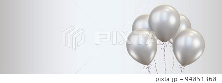 Gold balloons with gold ribbons. 3d rendering 94851368