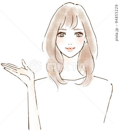 笑顔で説明をする女性カウンセラーのイラスト ポジティブな解決提案の