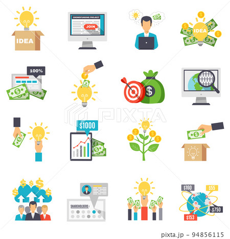 Crowdfunding Decorative Icons Set 94856115