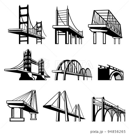Bridges in perspective vector icons set 94856265