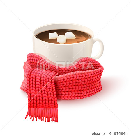 Cup Chocolate With Knitted Scarf Print 94856844