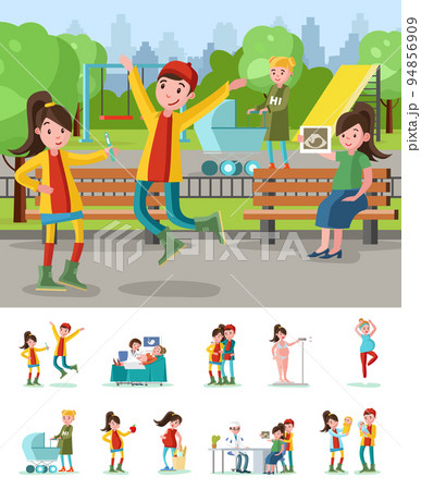 Colorful Pregnant Woman Lifestyle Composition 94856909