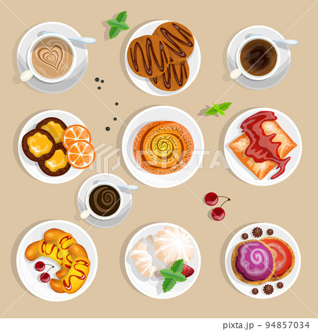 Coffee And Sweets Top View Set Coffee And Sweets Top View Set 94857034