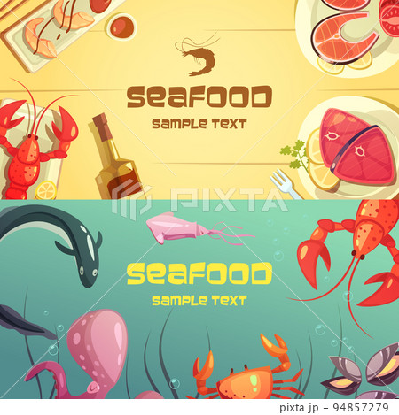 Seafood Cartoon Banners 94857279