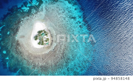 Uninhabited island JEEP island in Chuuk, Micronesia. Here is the world's greatest wreck diving destination. 94858148