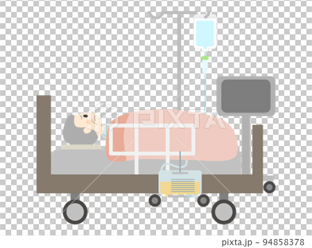 Hospital bed elderly person troubled anxiety 94858378