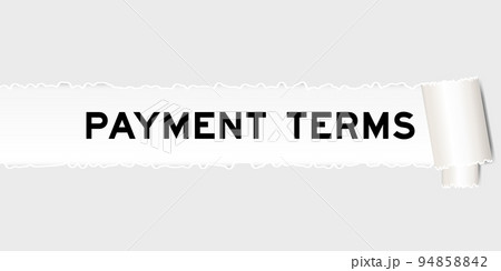 Ripped gray paper background that have word payment terms under torn part 94858842