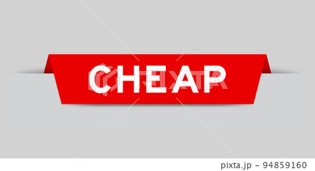 Red color inserted label with word cheap on gray background 94859160