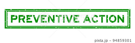 Grunge green preventive action word sqaure rubber seal stamp on white background 94859301