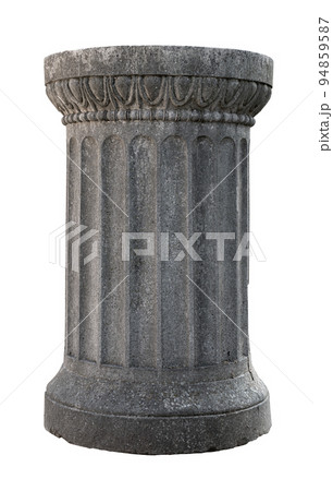 small architectural antique stone pillar column with pedestal isolated on white background 94859587