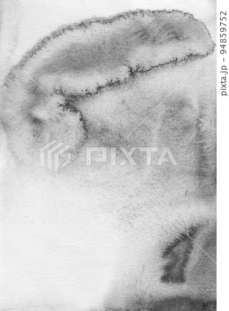 Watercolor black and white background texture. Watercolour monochrome backdrop. Stains on paper. 94859752