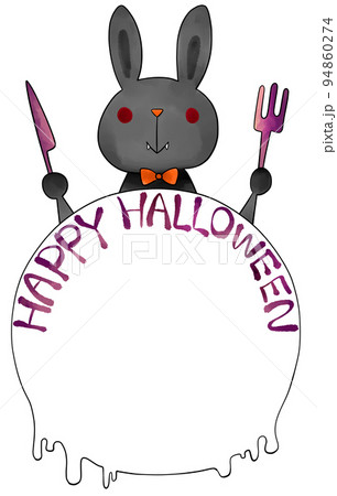 ウサギの食卓　ハロウィン　Happy Halloween　(黒い主線) 94860274