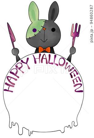 ウサギの食卓　ハロウィン　Happy Halloween　(黒い主線) 94860287