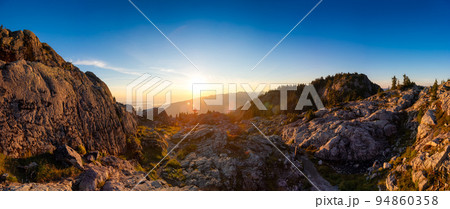 Rocky top of Canadian Mountain Landscape. Nature Background Panorama Rocky top of Canadian Mountain Landscape. Nature Background Panorama 94860358