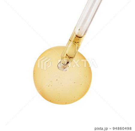 Yellow gel or face serum isolated on white background. Abstract beauty product smear. Yellow gel or face serum isolated on white background. Abstract beauty product smear. 94860498