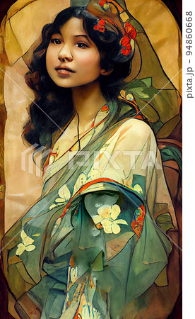 Vintage style girl portrait 94860668
