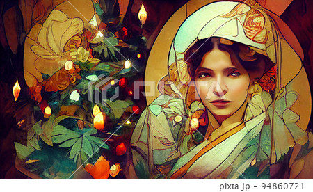 Girls with Christmas decorations Girls with Christmas decorations 94860721