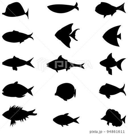 Set of cartoon fishes. Modern flat fishes, Isolated fish. Flat design fish. Vector illustration, fishes. fish collection 94861611