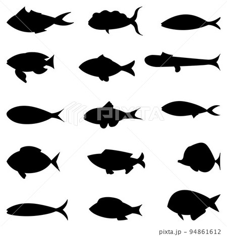 Set of cartoon fishes. Modern flat fishes, Isolated fish. Flat design fish. Vector illustration, fishes. fish collection 94861612