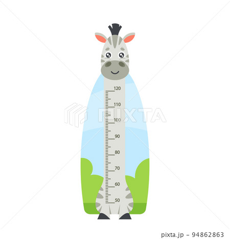 Cute Zebra Kids Height Chart, Growth Meter with Funny Jungle Animal Character. Wall Sticker For Children Height Measure Cute Zebra Kids Height Chart, Growth Meter with Funny Jungle Animal Character. Wall Sticker For Children Height Measure 94862863