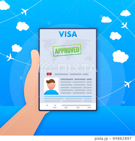 Visa application. Travel approval. Immigration visa. Vector stock illustration 94862897