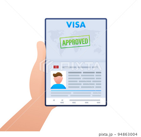 Visa application. Travel approval. Immigration visa. Vector stock illustration Visa application. Travel approval. Immigration visa. Vector stock illustration 94863004