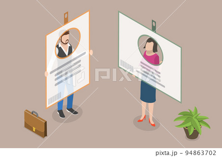 3D Isometric Flat Vector Conceptual Illustration of Identification Badge 94863702