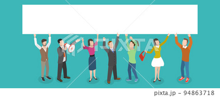 3D Isometric Flat Vector Conceptual Illustration of Protesting People 3D Isometric Flat Vector Conceptual Illustration of Protesting People 94863718