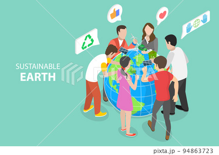 3D Isometric Flat Vector Conceptual Illustration of Sustainable Earth 94863723