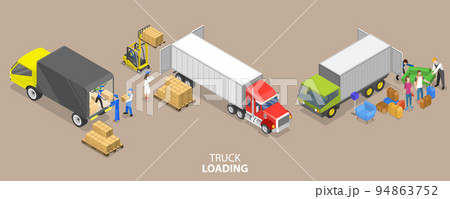3D Isometric Flat Vector Conceptual Illustration of Truck Loading 3D Isometric Flat Vector Conceptual Illustration of Truck Loading 94863752