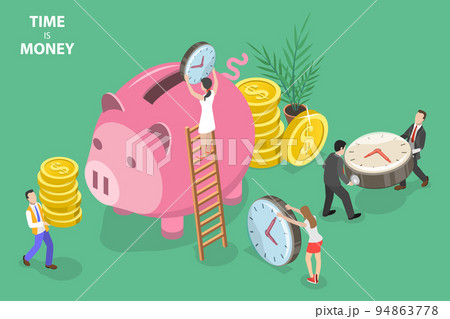 3D Isometric Flat Vector Conceptual Illustration of Time Is Money 94863778