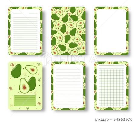 Avocado notebook page and cover template. Set...のイラスト素材 [94863976] - PIXTA