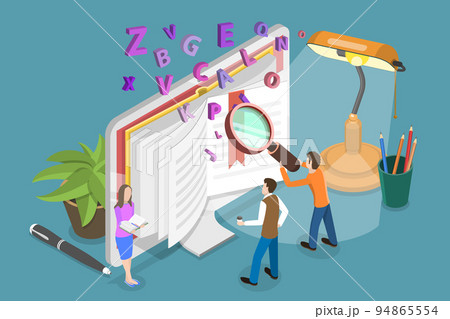 3D Isometric Flat Vector Conceptual Illustration of Online Vocabulary 94865554
