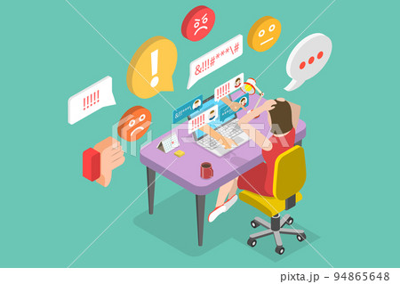 3D Isometric Flat Vector Conceptual Illustration of Cyberbullying 94865648