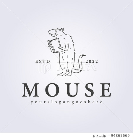 studying mouse line mascot logo vector illustration design, mouse lab 94865669