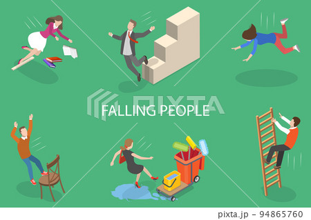3D Isometric Flat Vector Conceptual Illustration of Falling Down People 94865760