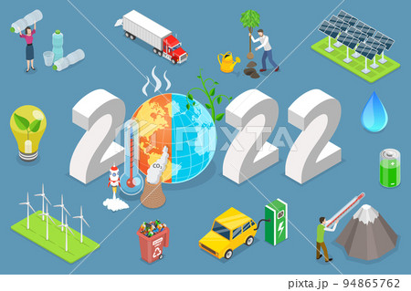 3D Isometric Flat Vector Conceptual Illustration of New Year And Climate Change 94865762