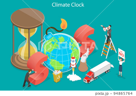 3D Isometric Flat Vector Conceptual Illustration of Climate Clock 94865764