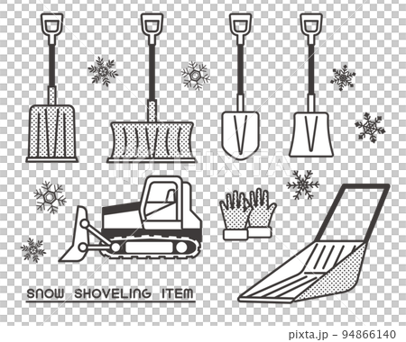 除雪に使うスコップやダンプなどの道具のベクターイラスト素材／雪／冬／雪国 94866140