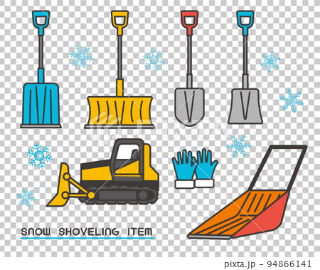 除雪に使うスコップやダンプなどの道具のベクターイラスト素材／雪／冬／雪国 94866141